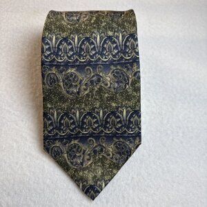 Etienne Aigner Mens Tie Necktie 100% Silk 62" X 4" Green Blue Made in USA